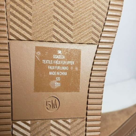 G by Guess Adlea Medium Brown Fabric Boots with Faux Fur Lining Sz 5M - Picture 8 of 9